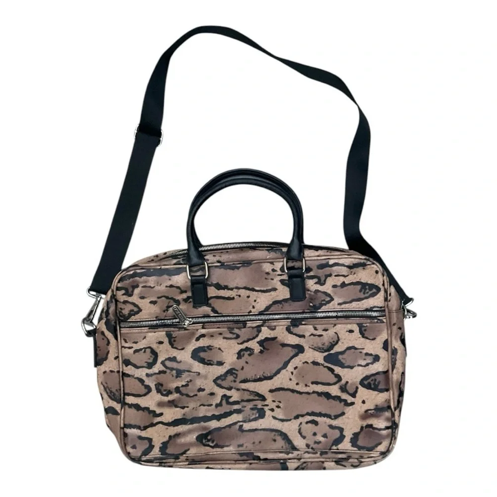 🧯 H.due.O Leopard Print Messenger Bag 🔗 Vinyl Briefcase Crossbody Made in Italy